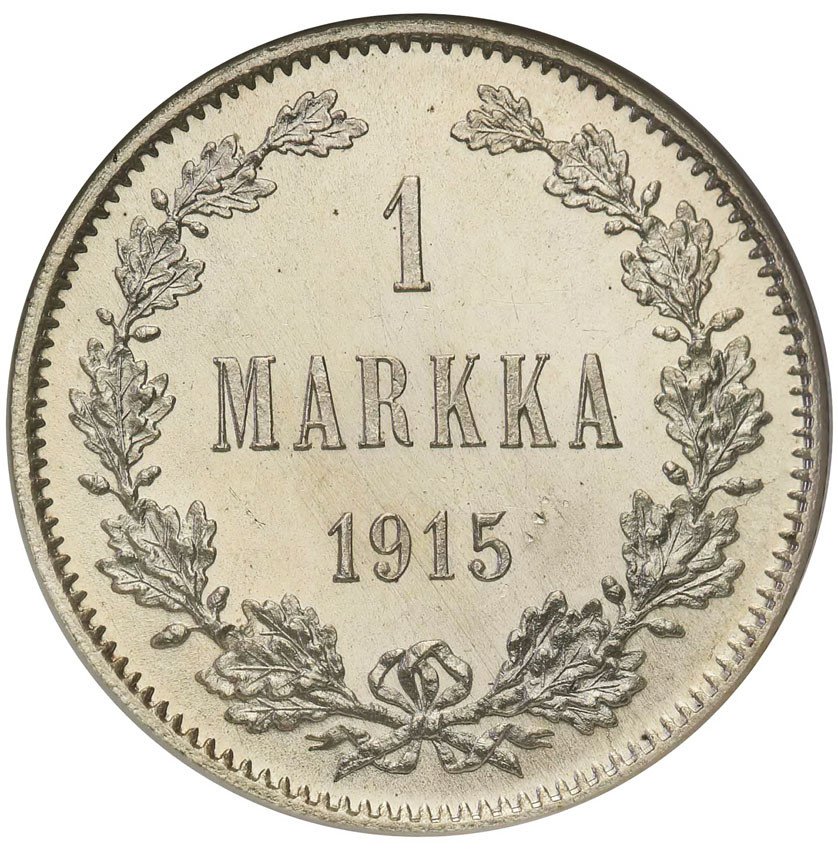 Rosja / Finlandia. Mikołaj II. 1 Marka 1915 S NGC MS67
